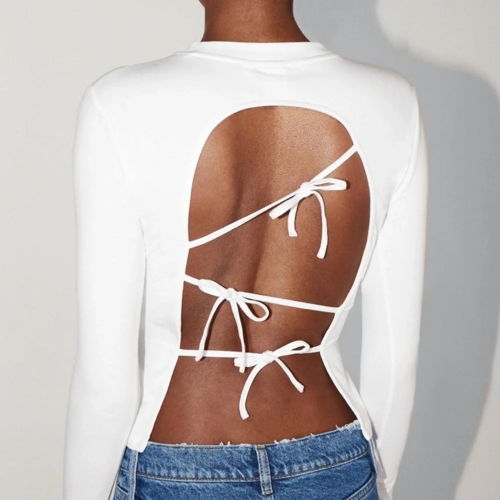 Khy Long Sleeve Back Ties T-shirt white